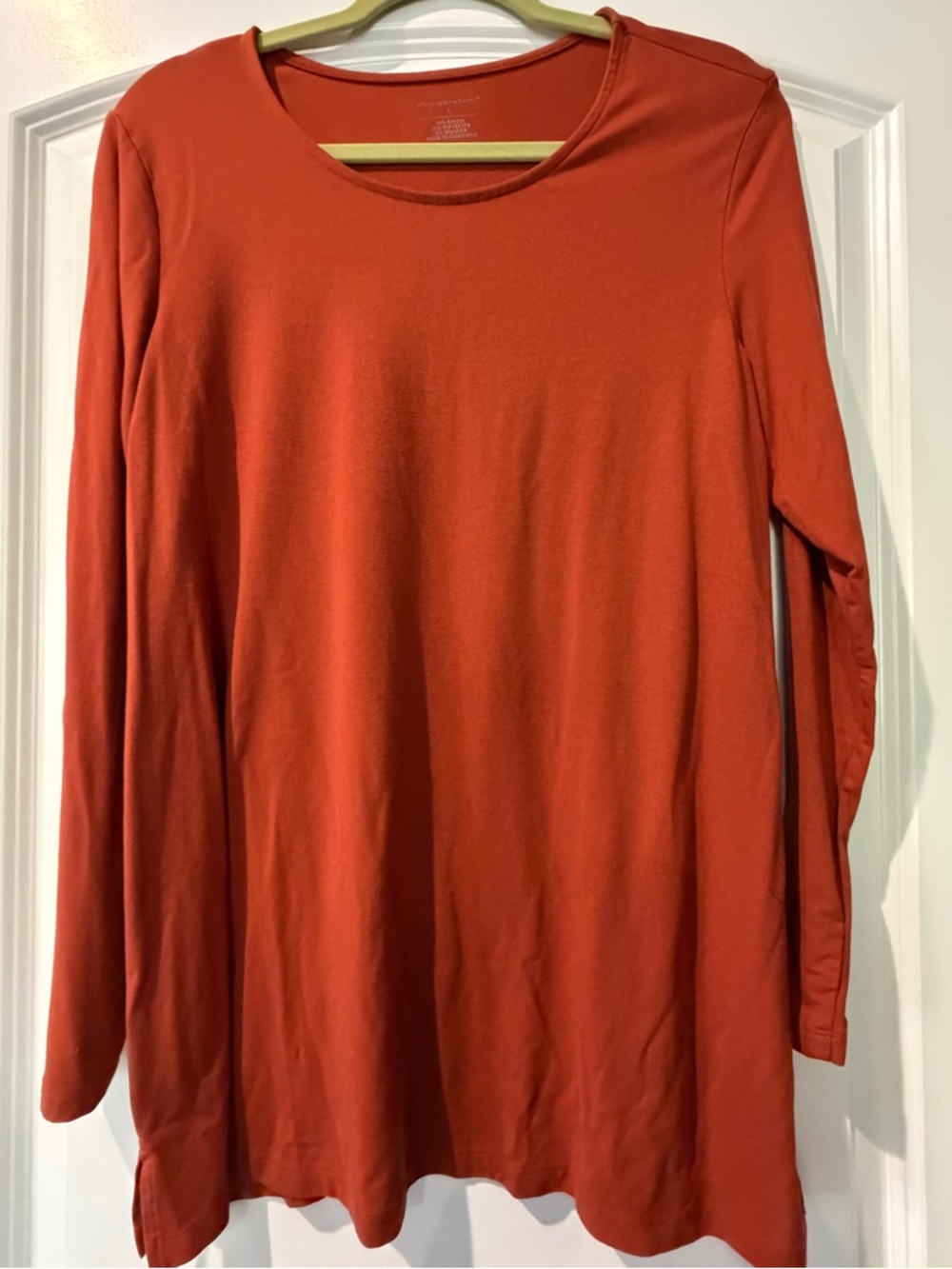 Christopher & Banks Long Sleeve Crewneck Top in Rust